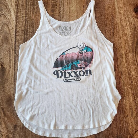 Dixxon Tops - Dixxon Shirt Womens Large White Tank Top Car Desert Graphic Retro Flannel Co